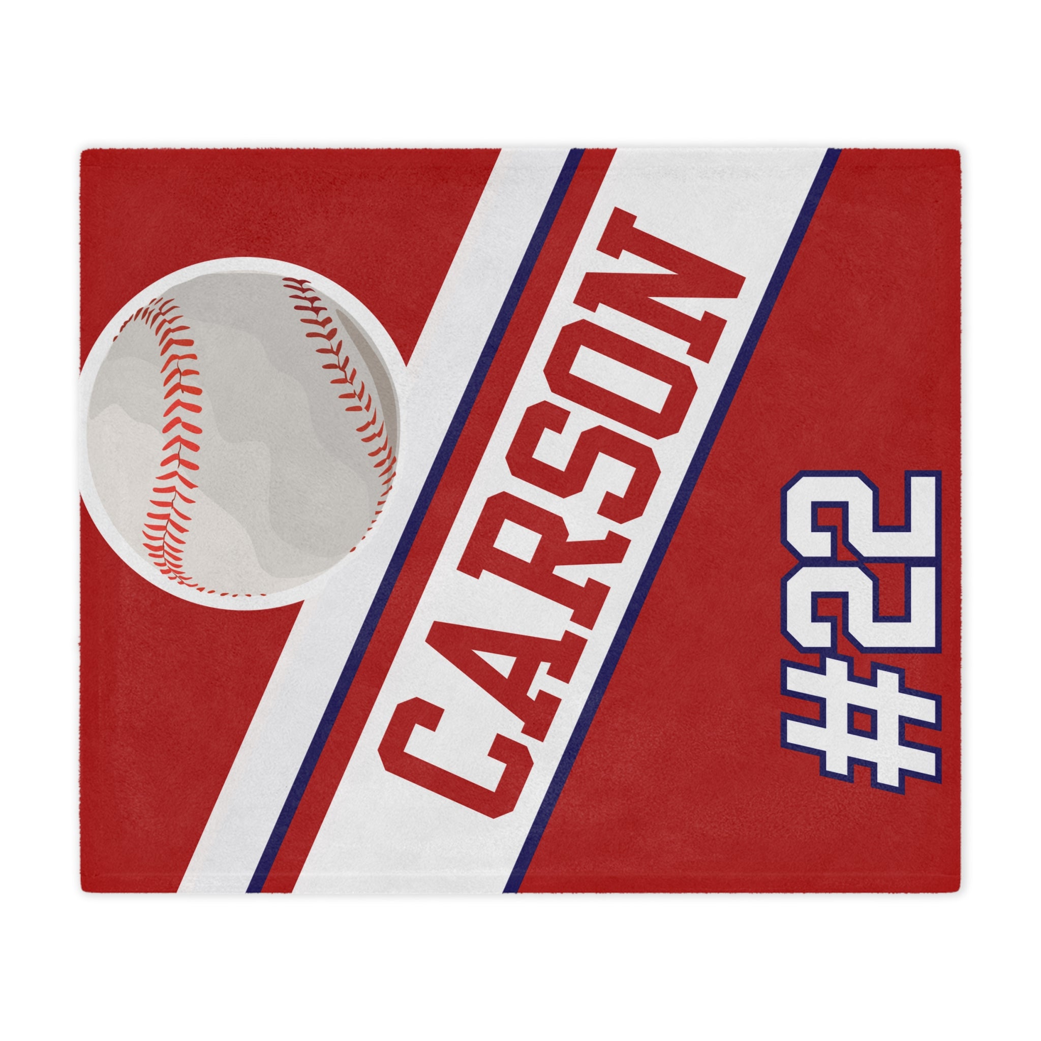 Baseball-themed product with 'Carson' and number '22' on a red background