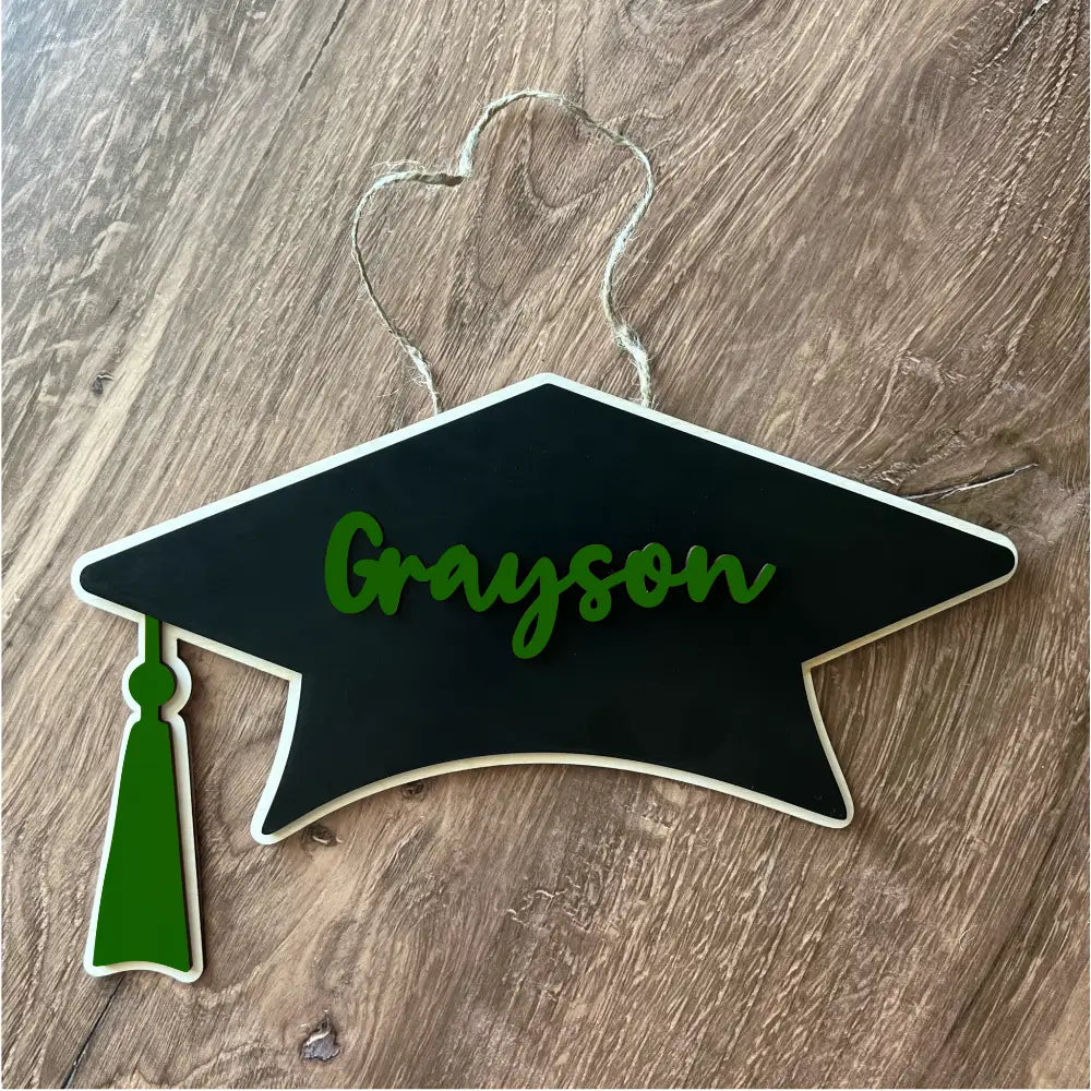 2025 Graduation door hanger - Cap design - Green - Physical Product