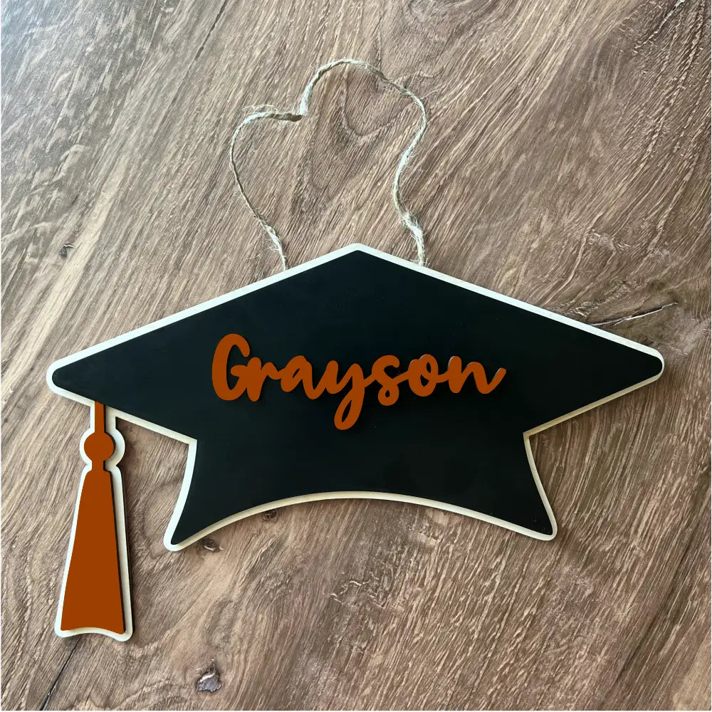 2025 Graduation door hanger - Cap design - Orange - Physical Product