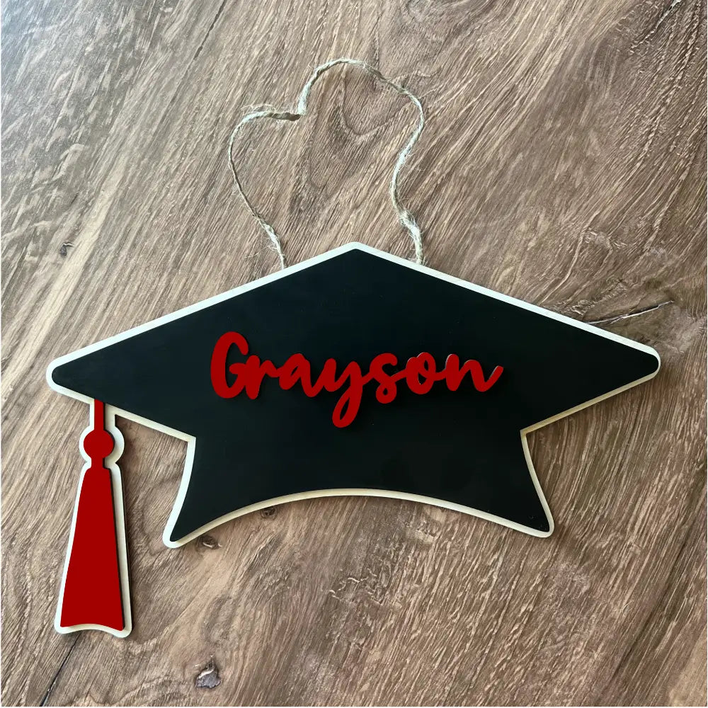 2025 Graduation door hanger - Cap design - Red - Physical Product