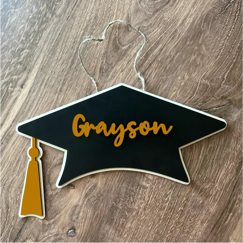 2025 Graduation door hanger - Cap design - Yellow - Physical Product