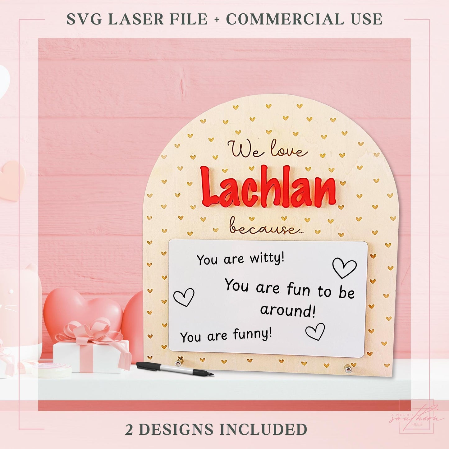 Personalized valentines message board SVG File