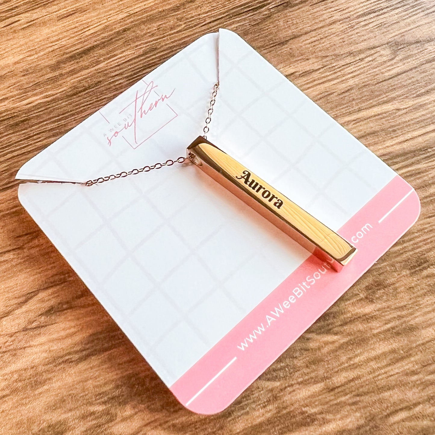Engraved bar necklace - personalized