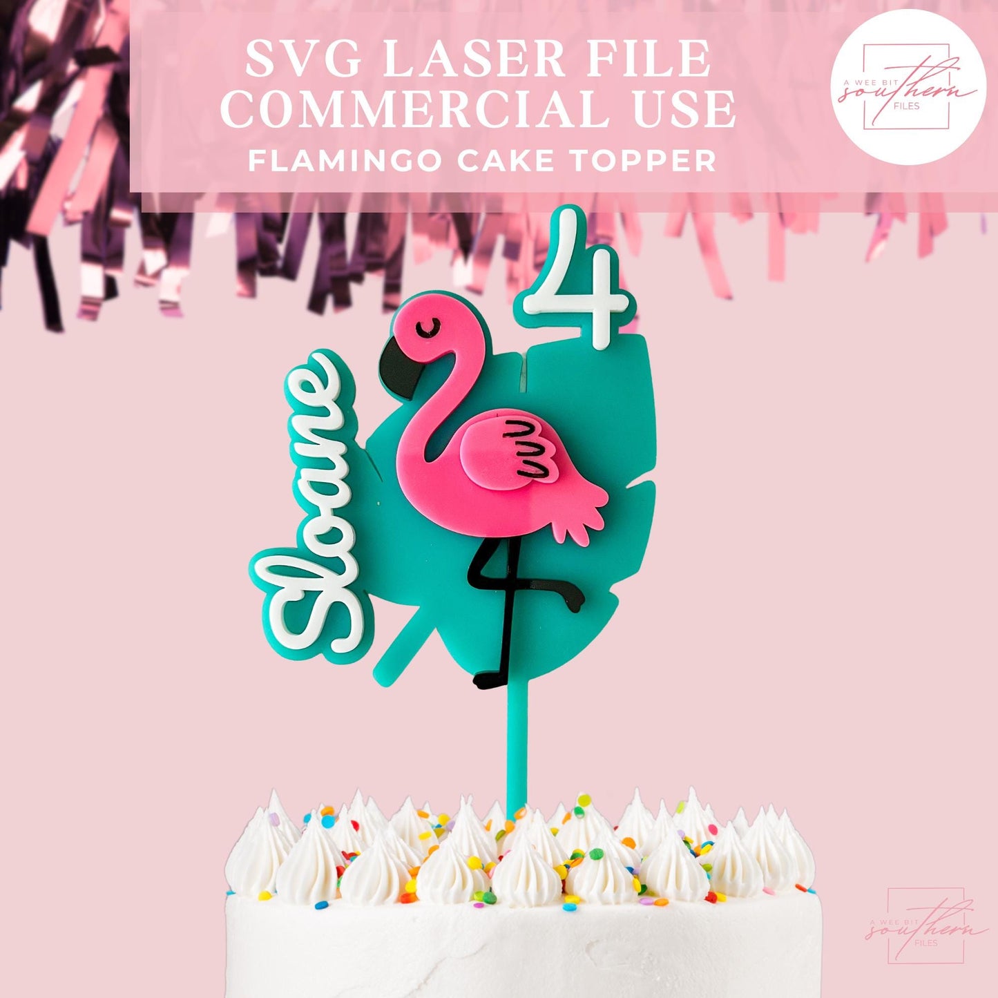 Flamingo cake topper SVG File
