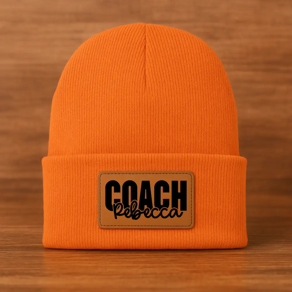 Coach Beanie Hat - Personalized - Orange / Rawhide - Physical Product