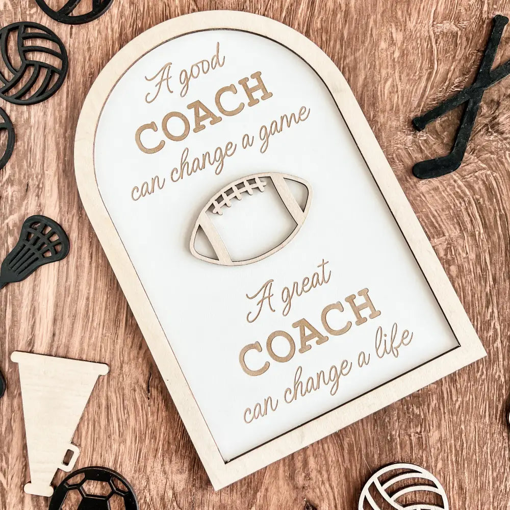 Coach plaque gift - any sport - Wood / Black / Cheer Pom Pom - Physical Product