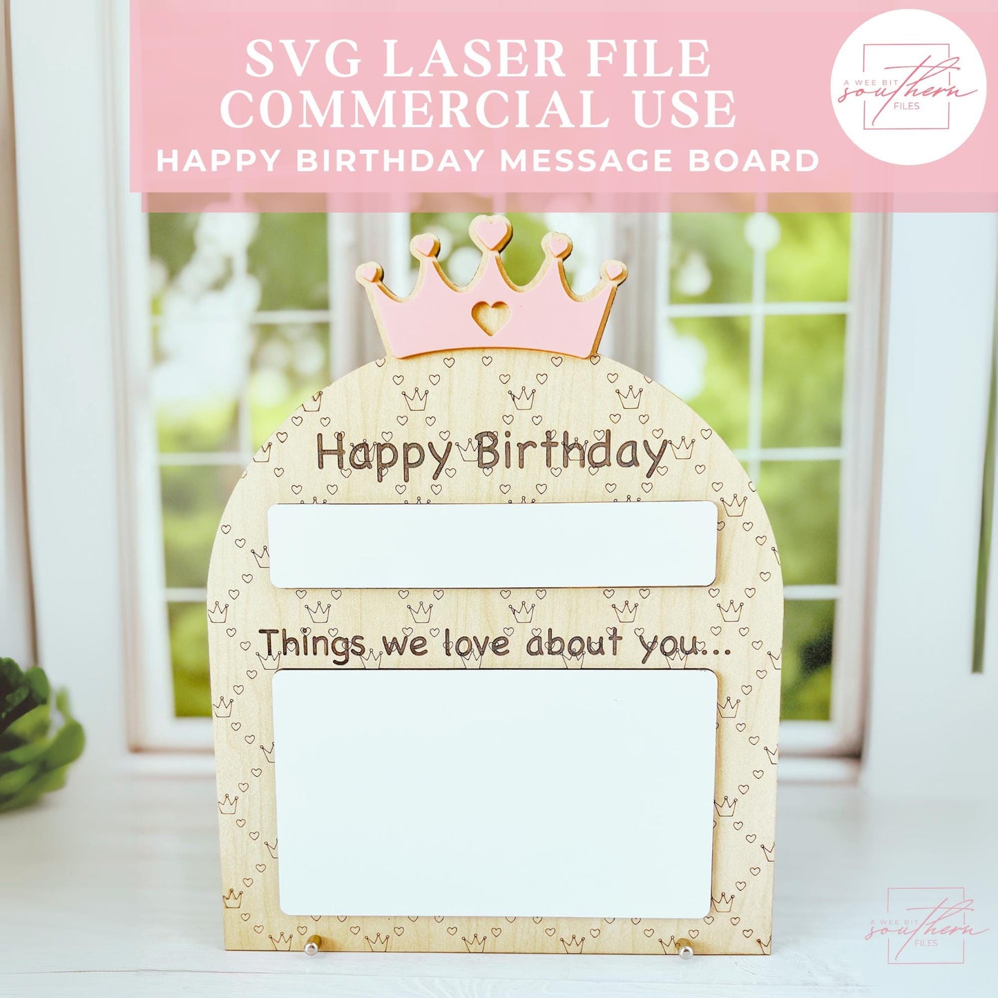 Birthday Princess message board prop SVG File