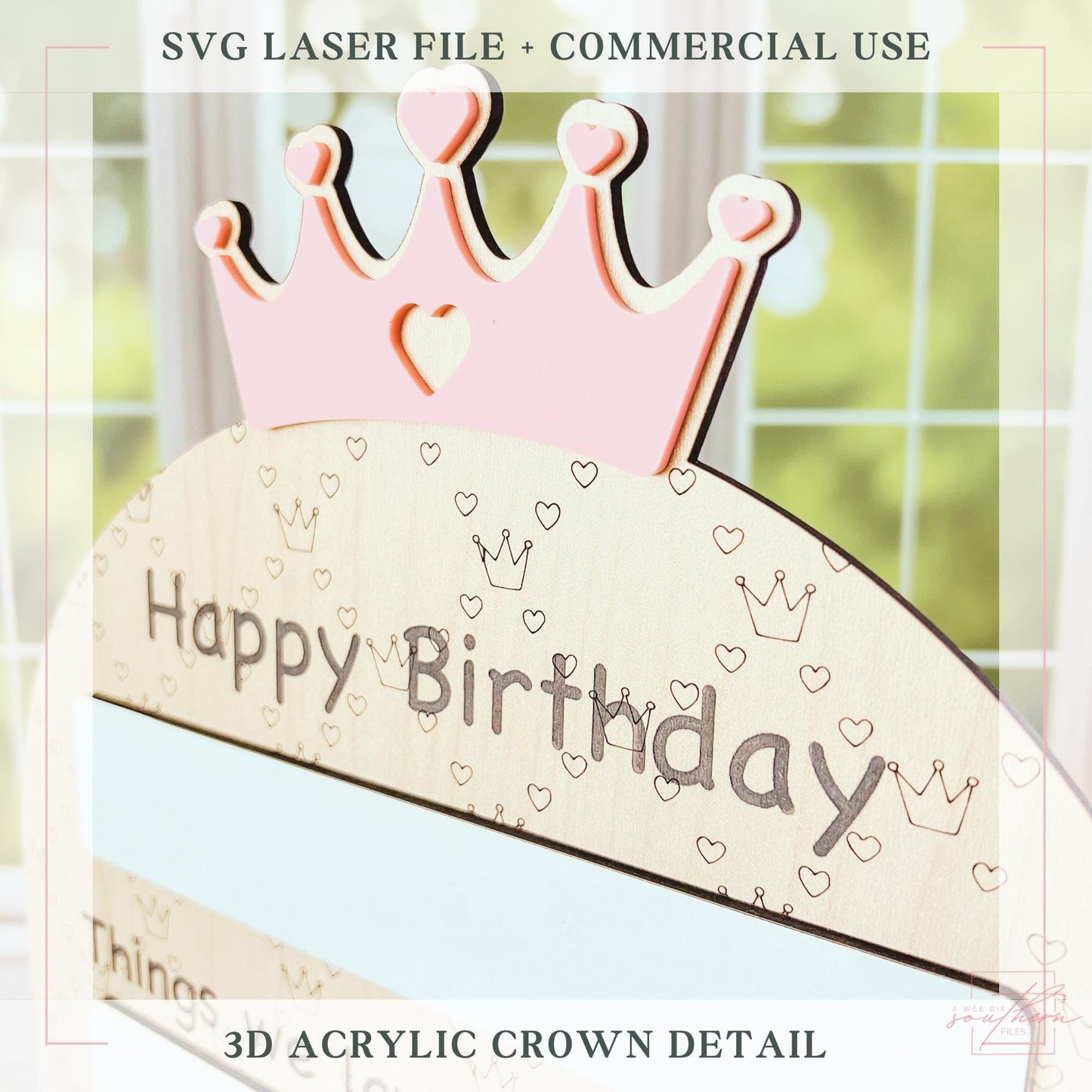 Birthday Princess message board prop SVG File