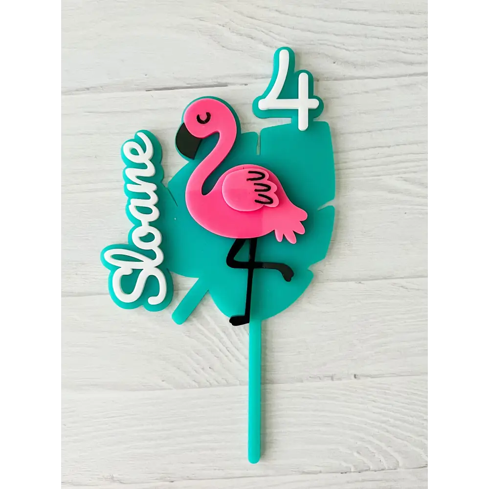 Flamingo Birthday Cake Topper - Physical Product