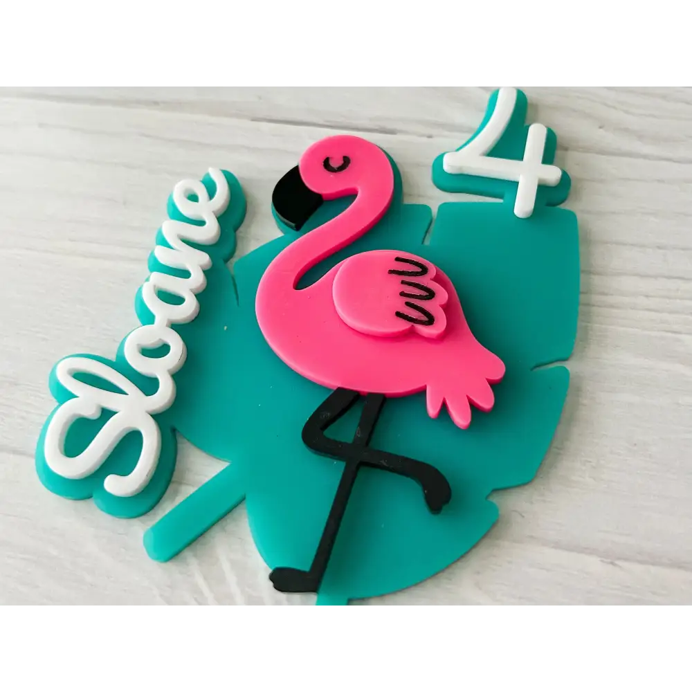 Flamingo Birthday Cake Topper - Physical Product
