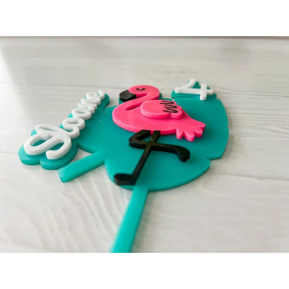 Flamingo Birthday Cake Topper - Physical Product