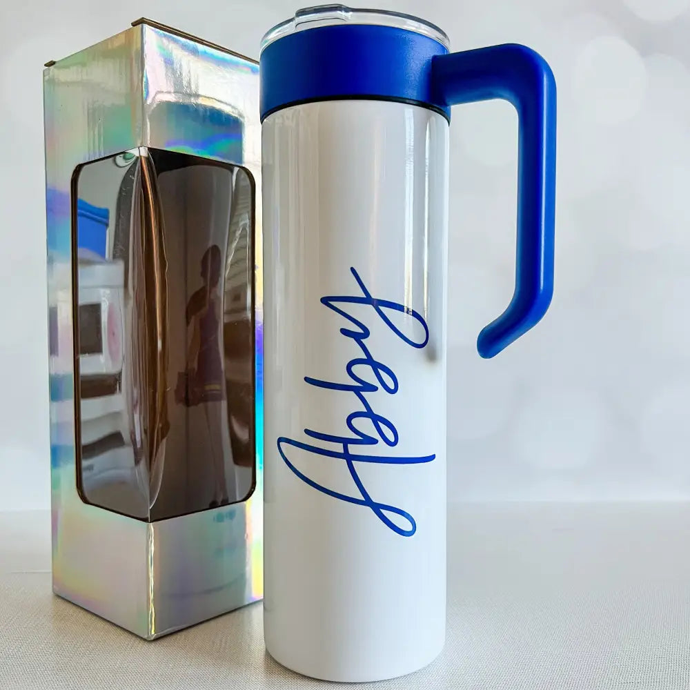 Personalized Cheer Cup – Custom UV Printed 20oz Tumbler with Handle - Physical Product