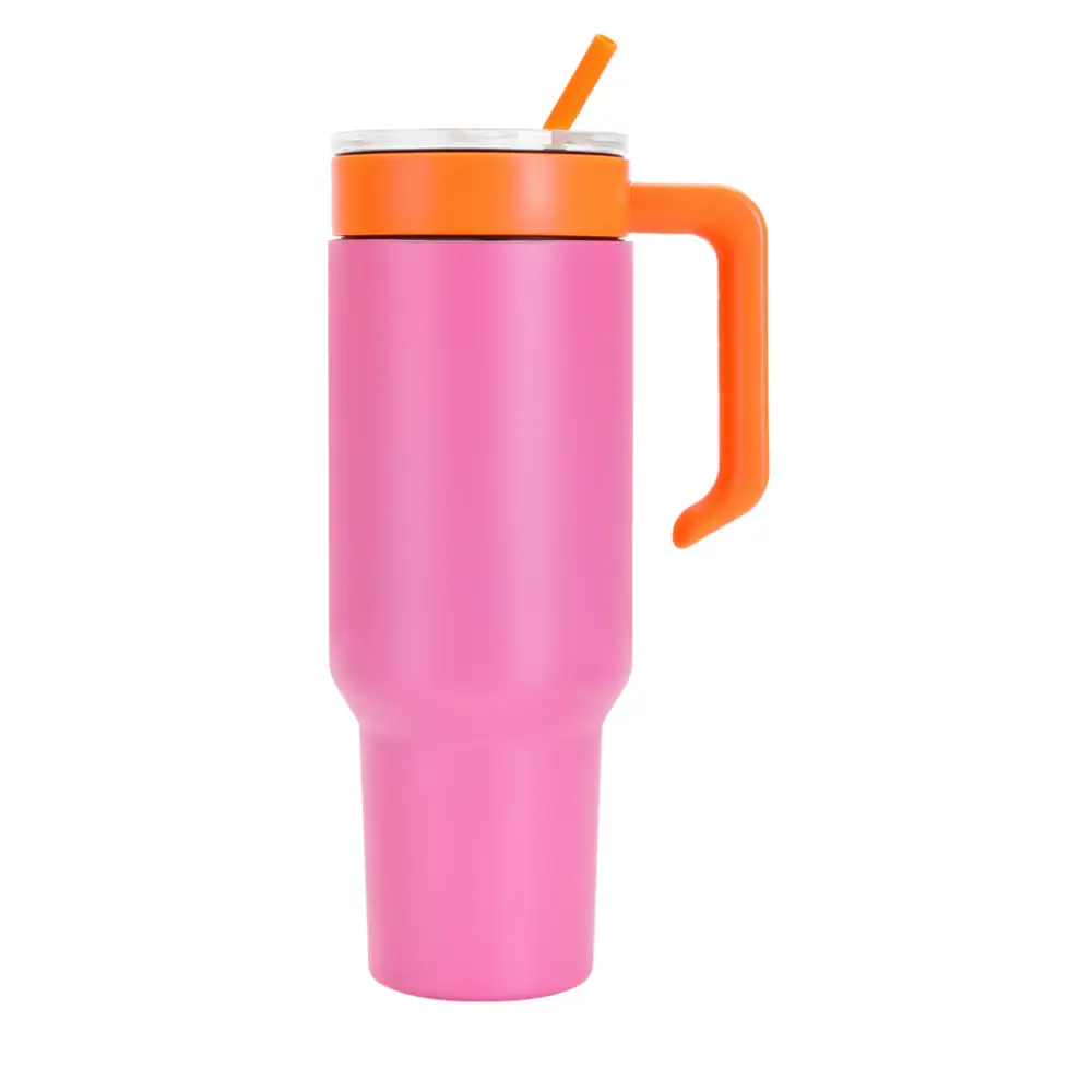 Personalized Coach Tumbler – 40 oz Stainless Steel with Sport Icon - Pink / Orange - Physical Product