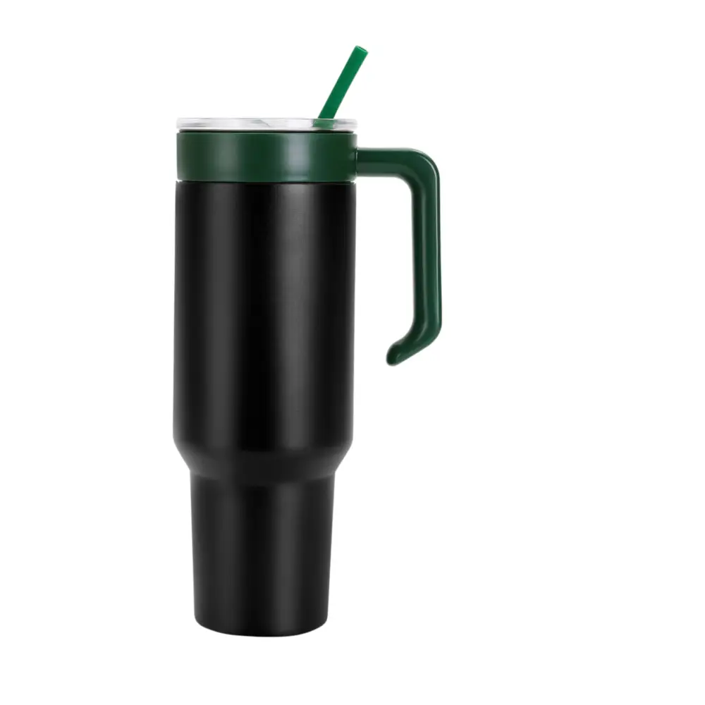 Personalized Coach Tumbler – 40 oz Stainless Steel with Sport Icon - Black / Green - Physical Product