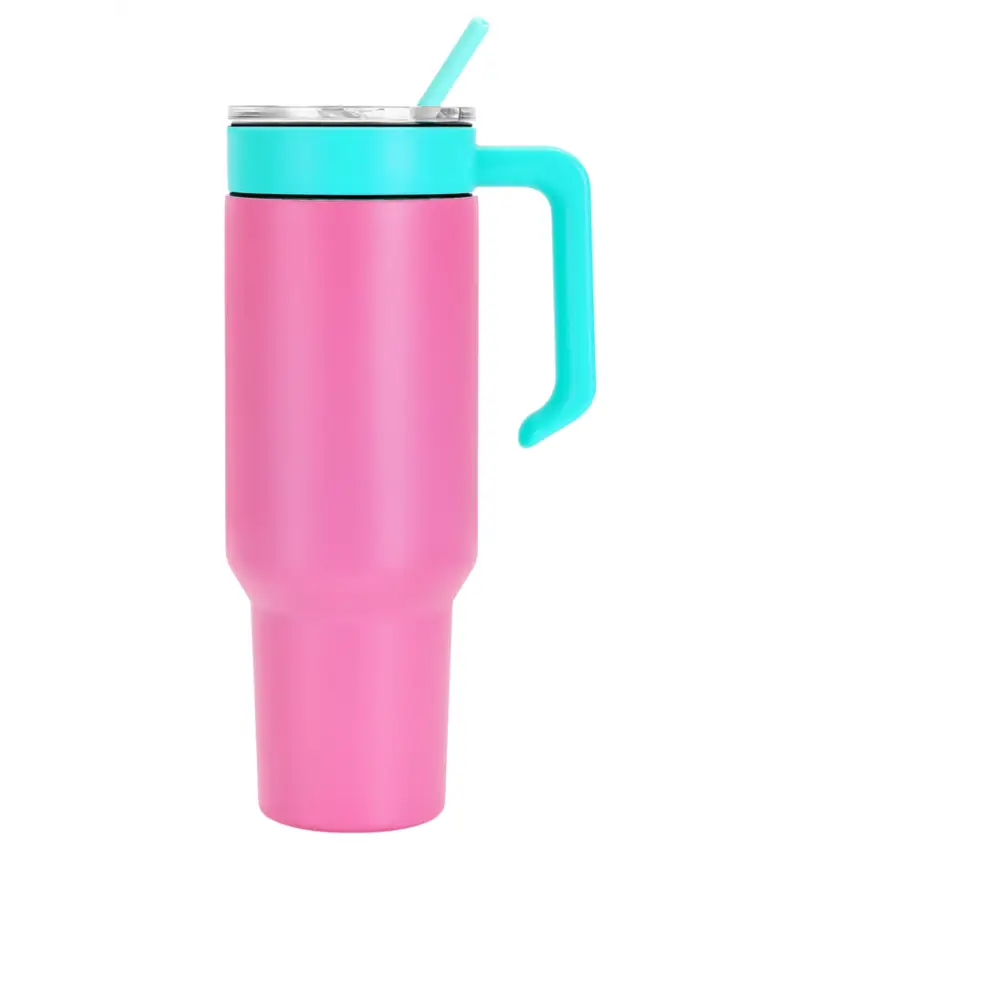 Personalized Coach Tumbler – 40 oz Stainless Steel with Sport Icon - Pink / Teal - Physical Product