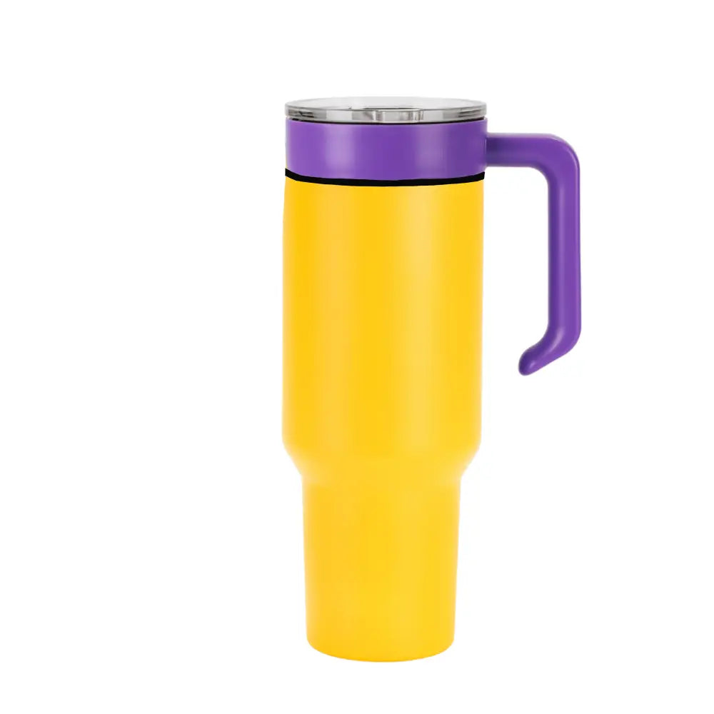 Personalized Coach Tumbler – 40 oz Stainless Steel with Sport Icon - Yellow / Purple - Physical Product