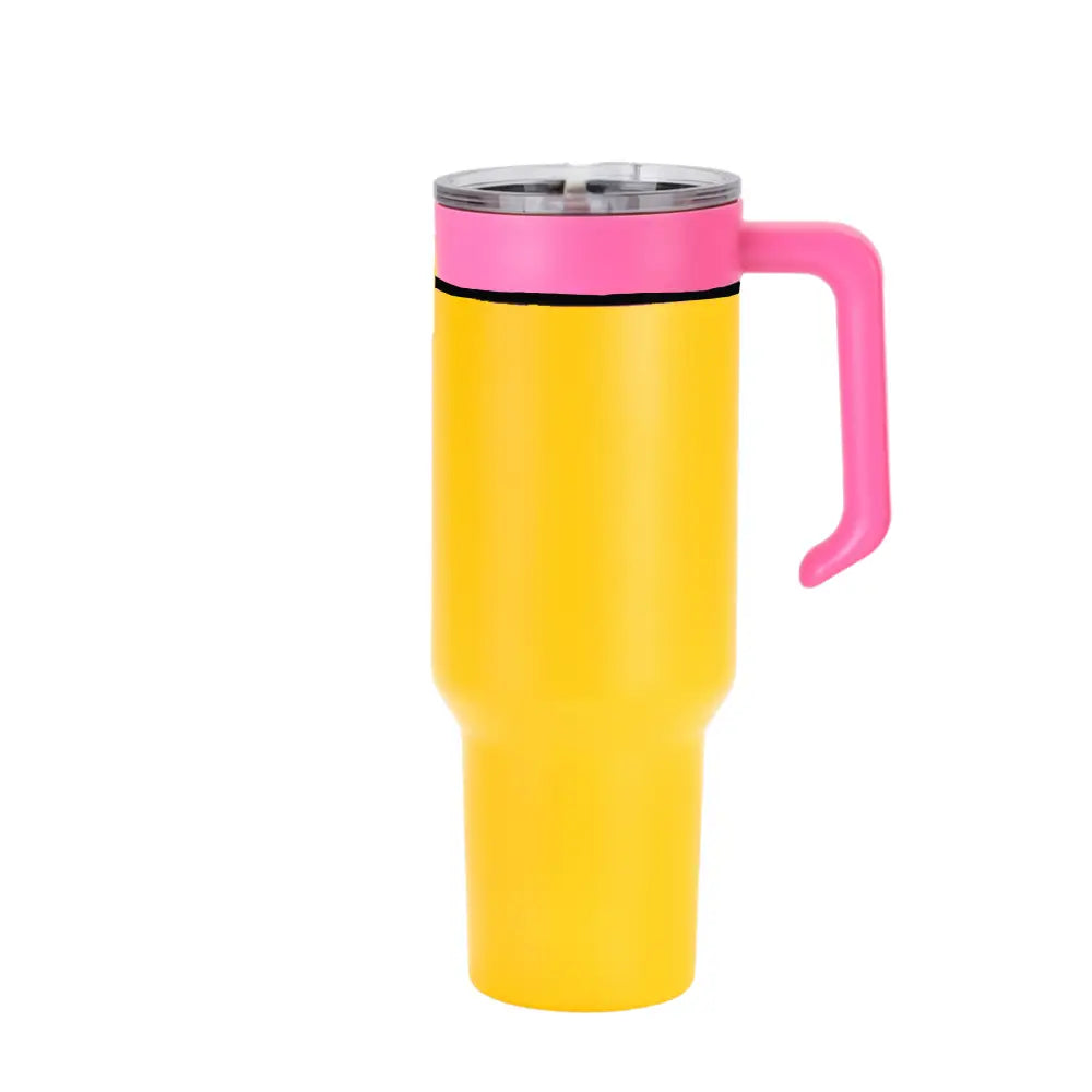 Personalized Coach Tumbler – 40 oz Stainless Steel with Sport Icon - Yellow / Pink - Physical Product