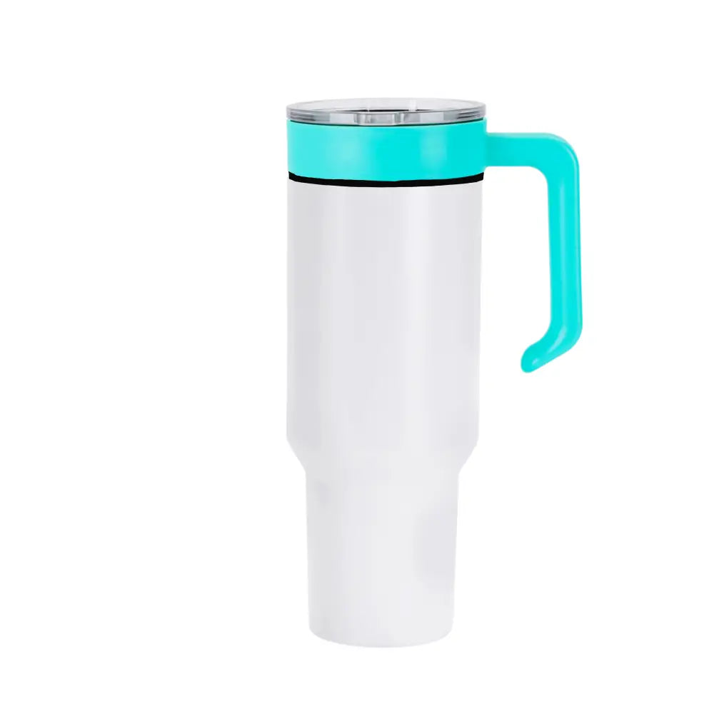 Personalized Coach Tumbler – 40 oz Stainless Steel with Sport Icon - White / Teal - Physical Product