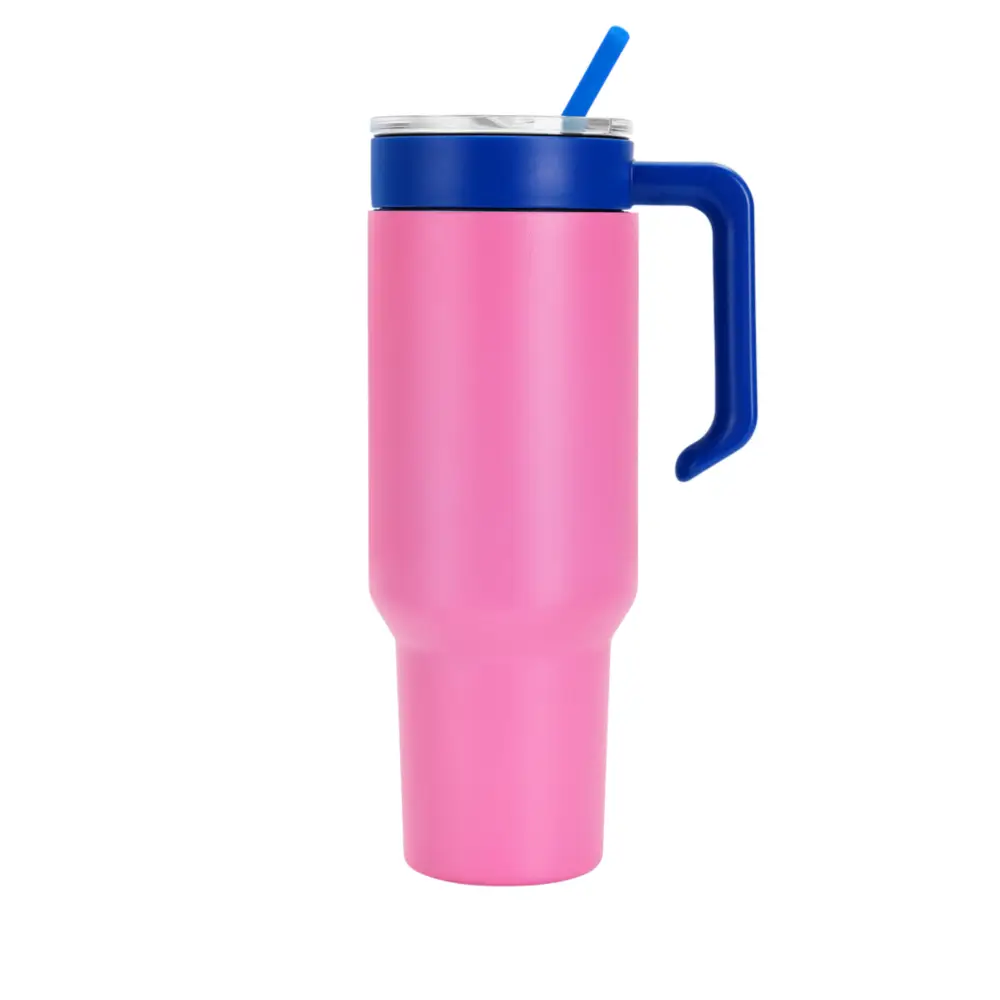 Personalized Coach Tumbler – 40 oz Stainless Steel with Sport Icon - Pink / Blue - Physical Product