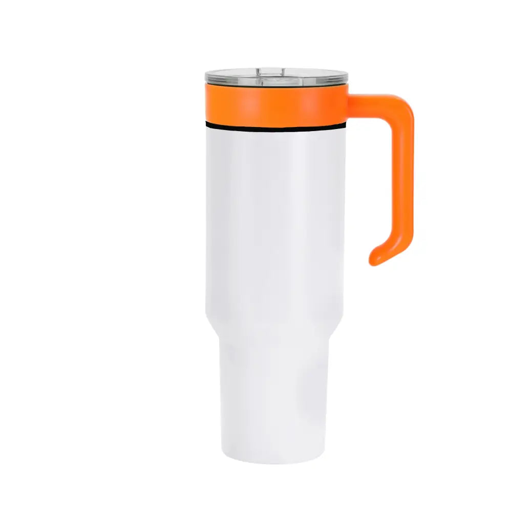 Personalized Coach Tumbler – 40 oz Stainless Steel with Sport Icon - White / Orange - Physical Product
