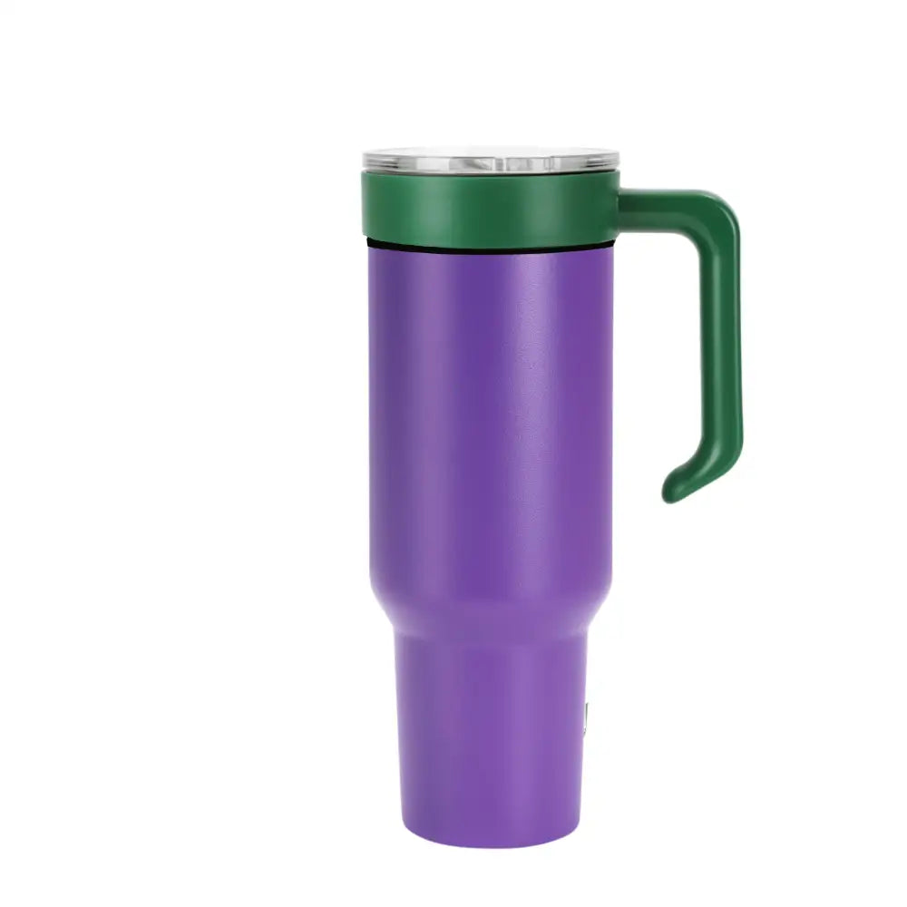 Personalized Coach Tumbler – 40 oz Stainless Steel with Sport Icon - Purple / Green - Physical Product