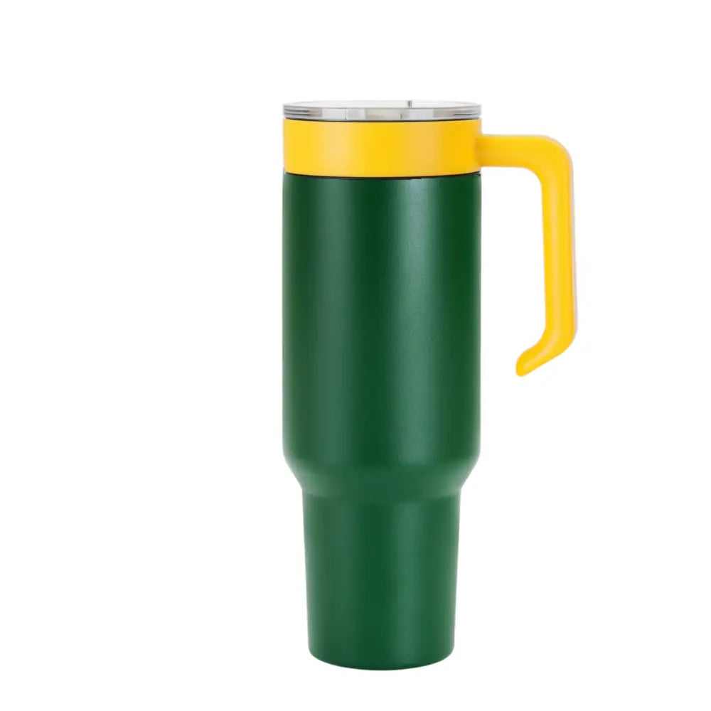 Personalized Coach Tumbler – 40 oz Stainless Steel with Sport Icon - Green / Yellow - Physical Product