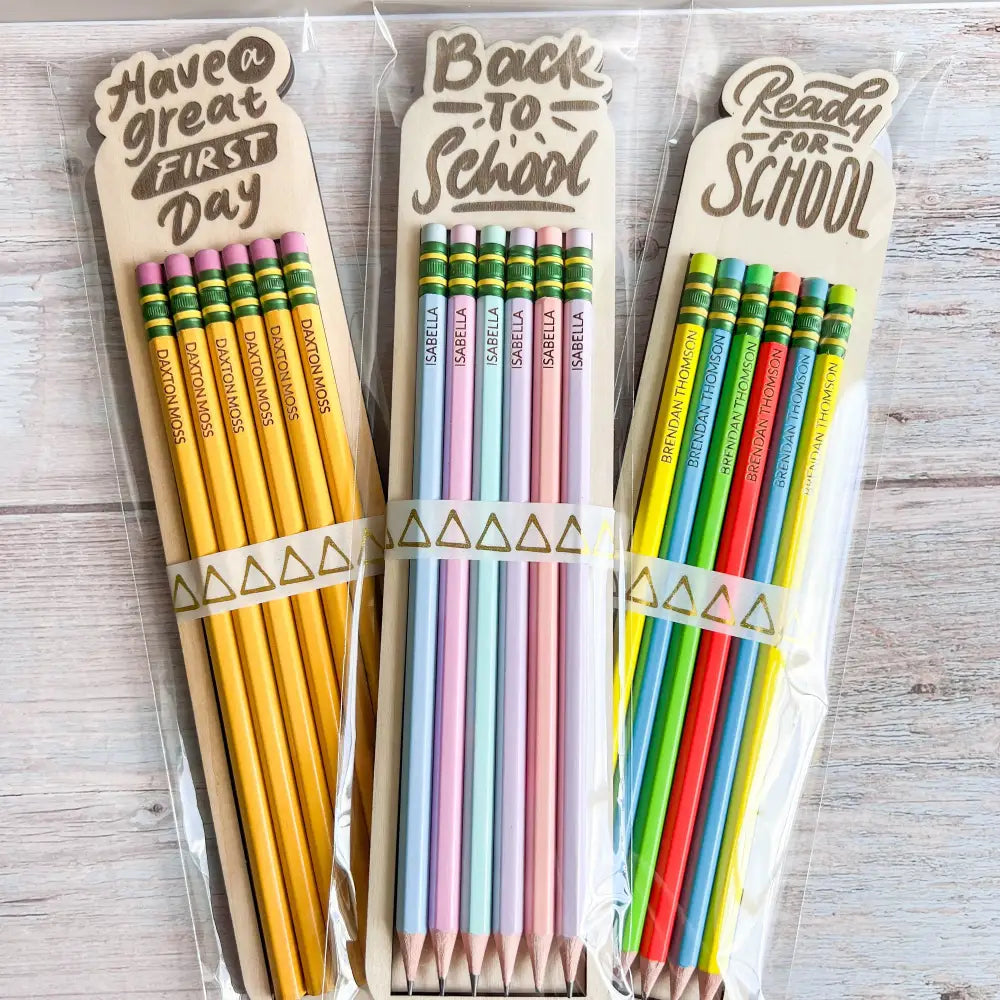 Engraved school pencils for children in gift packaging