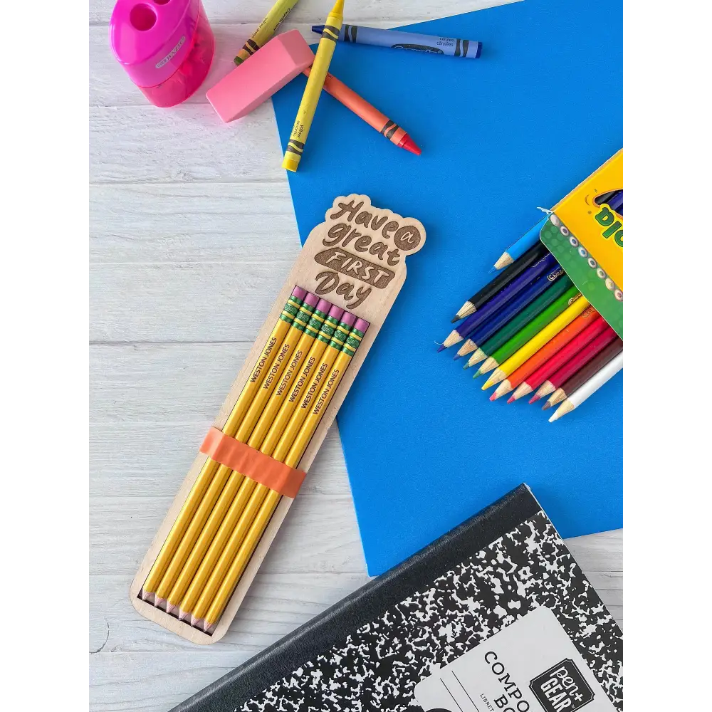 Engraved school pencils for children in gift packaging