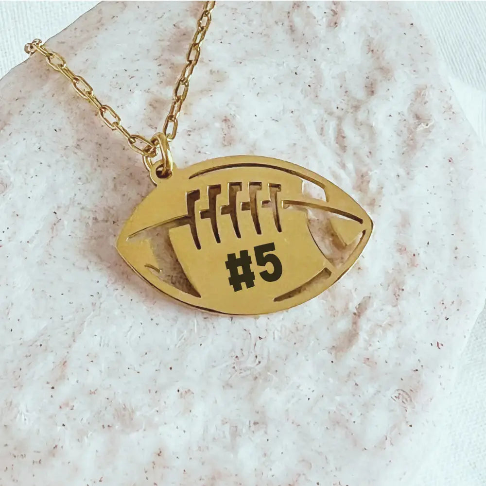 Personalized Football Necklace – Custom Jersey Number or Name - Physical Product
