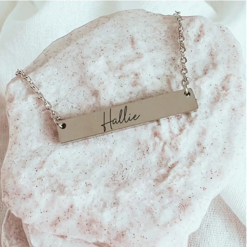 Personalized Horizontal Bar Necklace – Everyday Chic - Physical Product