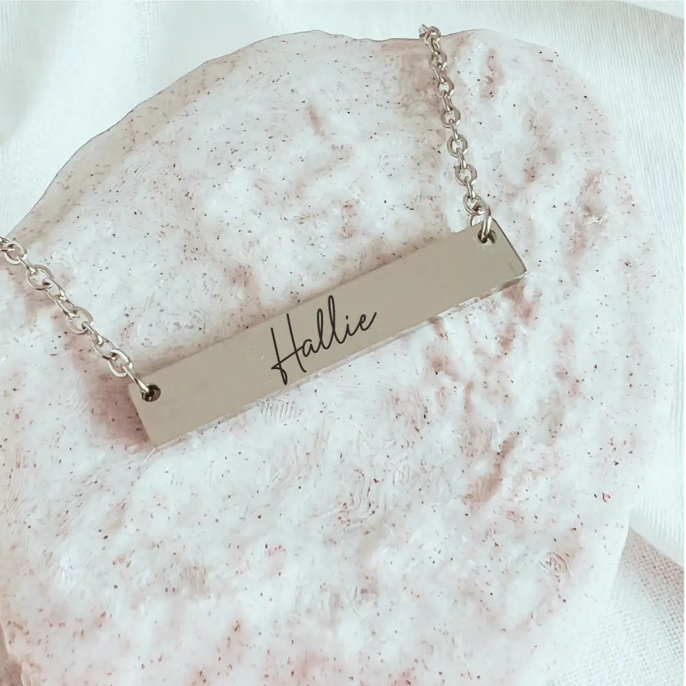 Personalized Horizontal Bar Necklace – Everyday Chic - Physical Product