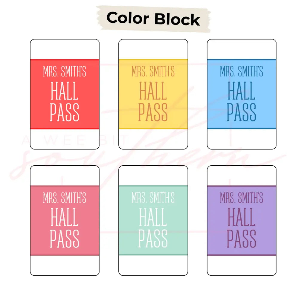 Personalized Teacher Hall Passes - 1 / Plain colors - Physical Product