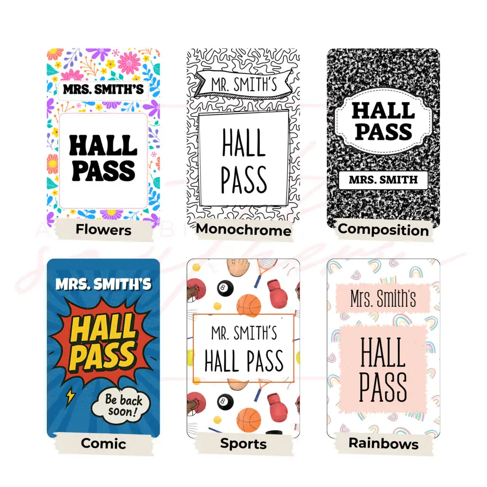 Personalized Teacher Hall Passes - 1 / Rainbows - Physical Product