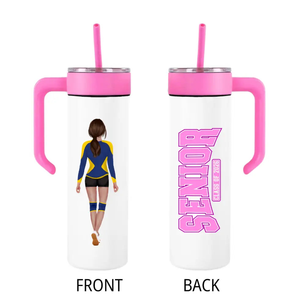 Personalized Volleyball Cup – Custom 20oz UV Printed Tumbler with Handle - Physical Product