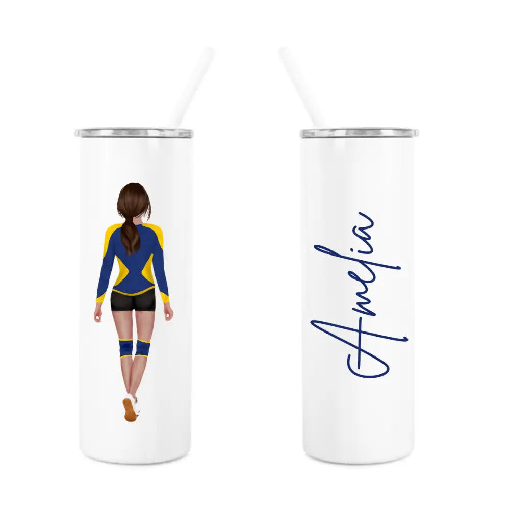 Personalized Volleyball Cup – Custom 20oz UV Printed Tumbler with Handle - None / Same color as handle / Volleyball