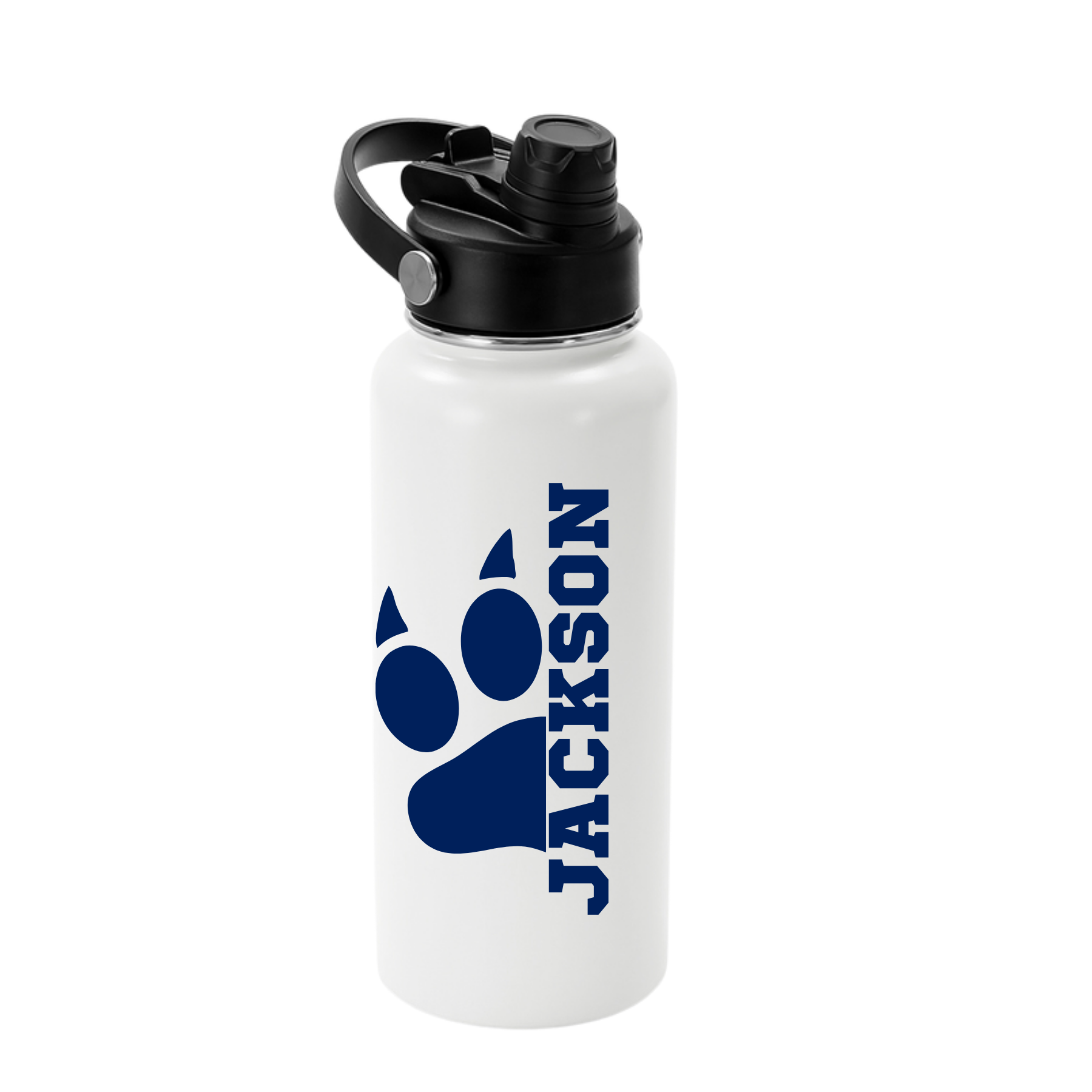 Custom school spirit water bottle — personalized with school mascot and colors