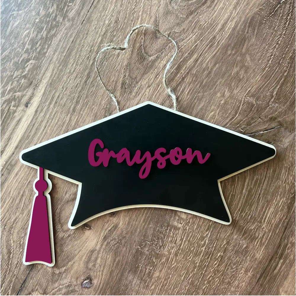 2025 Graduation door hanger - Cap design - Pink - Physical Product
