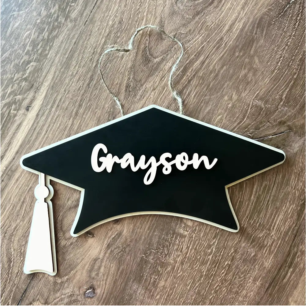 2025 Graduation door hanger - Cap design - White - Physical Product