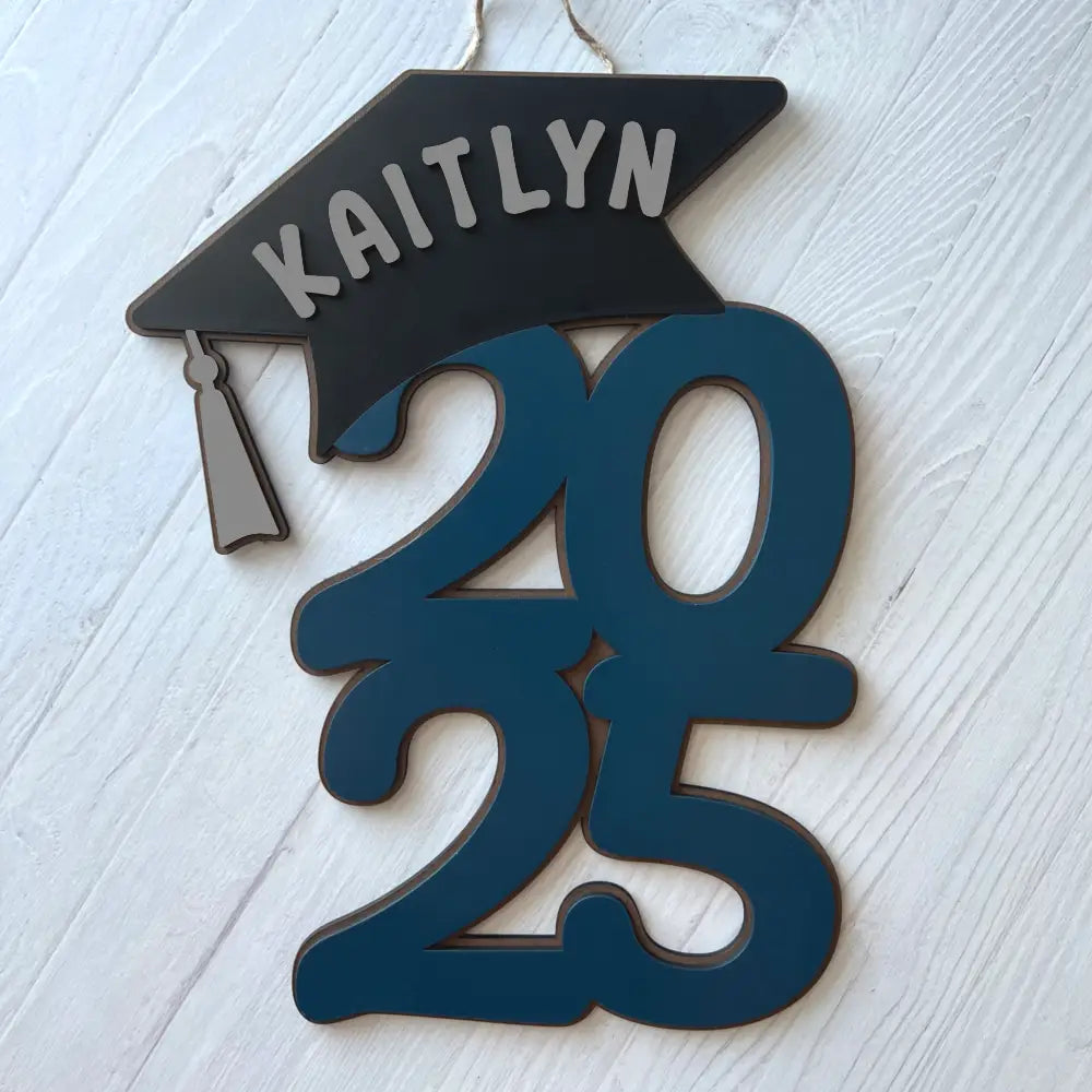 2026 Graduation door hanger - Year and Cap design - Grey / Navy - Physical Product