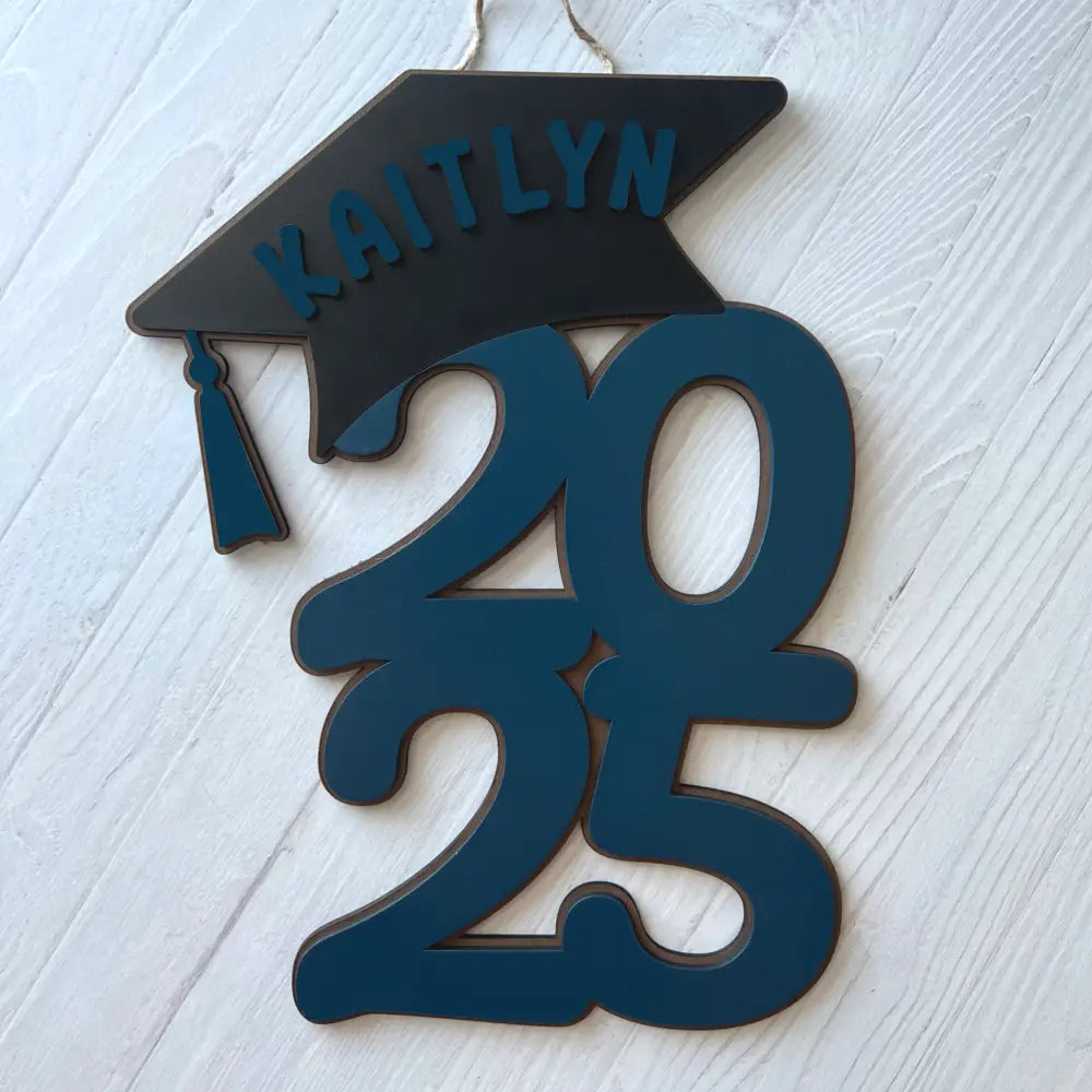 2026 Graduation door hanger - Year and Cap design - Navy / Navy - Physical Product