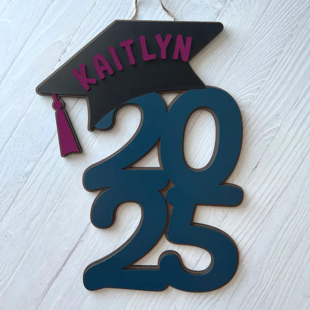 2026 Graduation door hanger - Year and Cap design - Pink / Navy - Physical Product