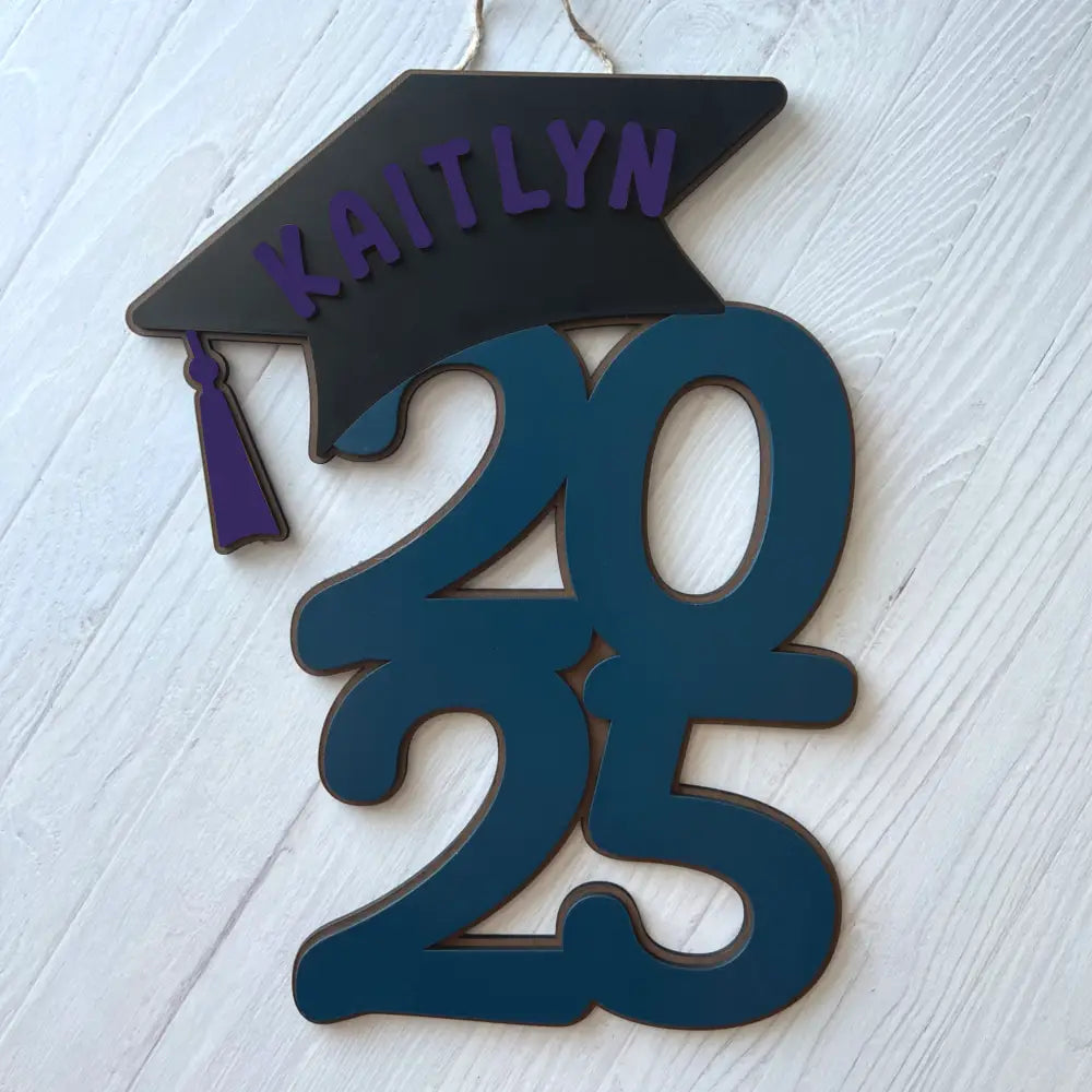 2026 Graduation door hanger - Year and Cap design - Purple / Navy - Physical Product