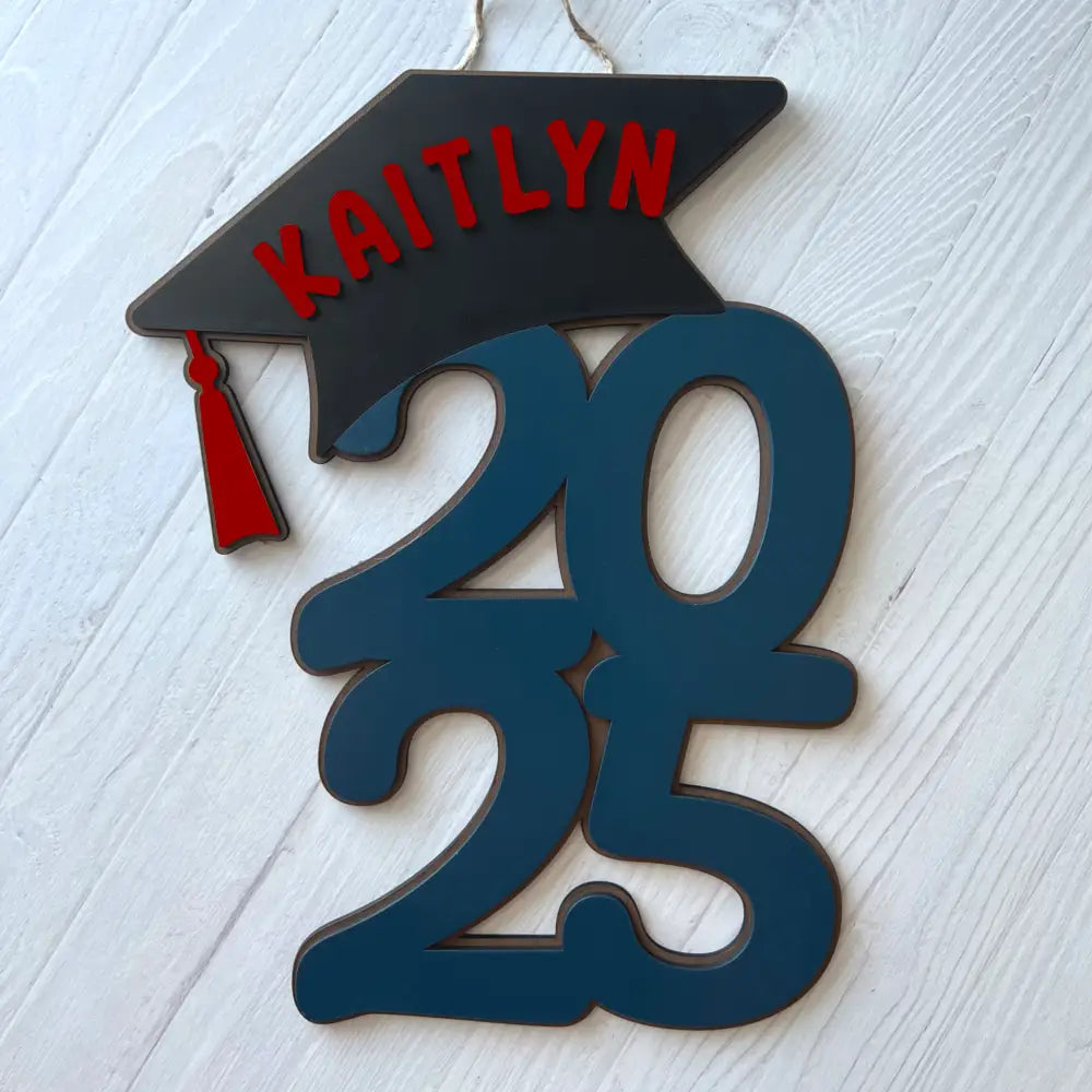 2026 Graduation door hanger - Year and Cap design - Red / Navy - Physical Product