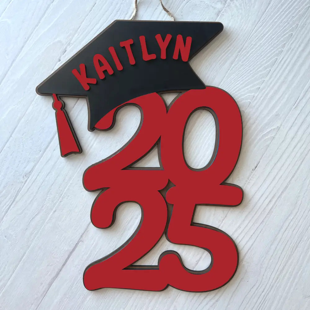 2026 Graduation door hanger - Year and Cap design - Red / Red - Physical Product