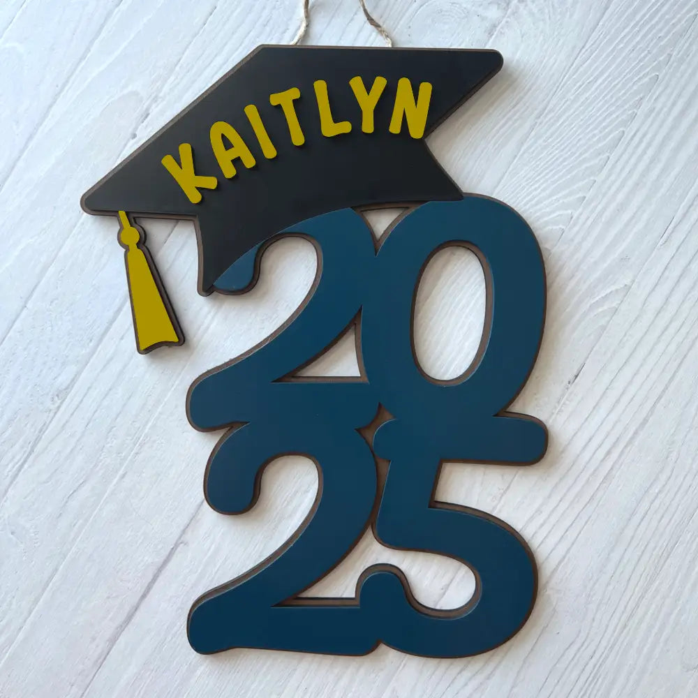 2026 Graduation door hanger - Year and Cap design - Yellow / Navy - Physical Product