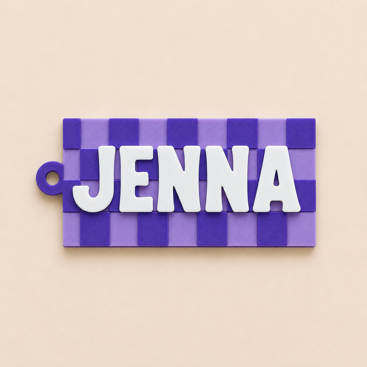 Checkered Name Personalized Name Bag Tag