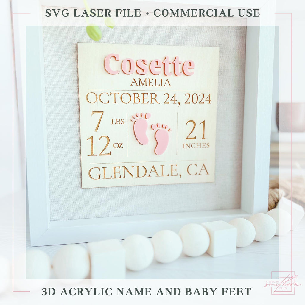 Birth stats frame for newborn SVG File
