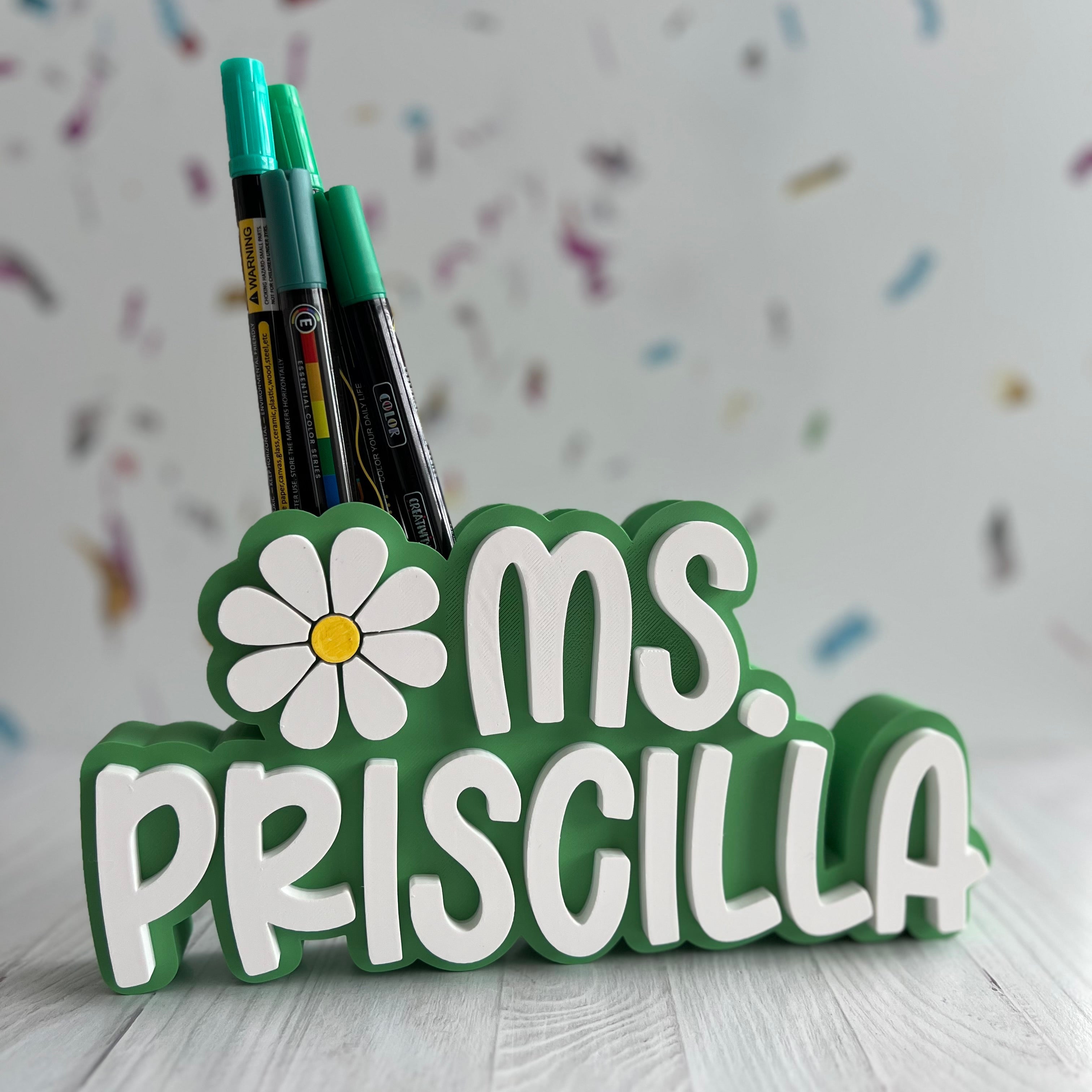 Personalized Teacher Pencil Holder Desk Organizer