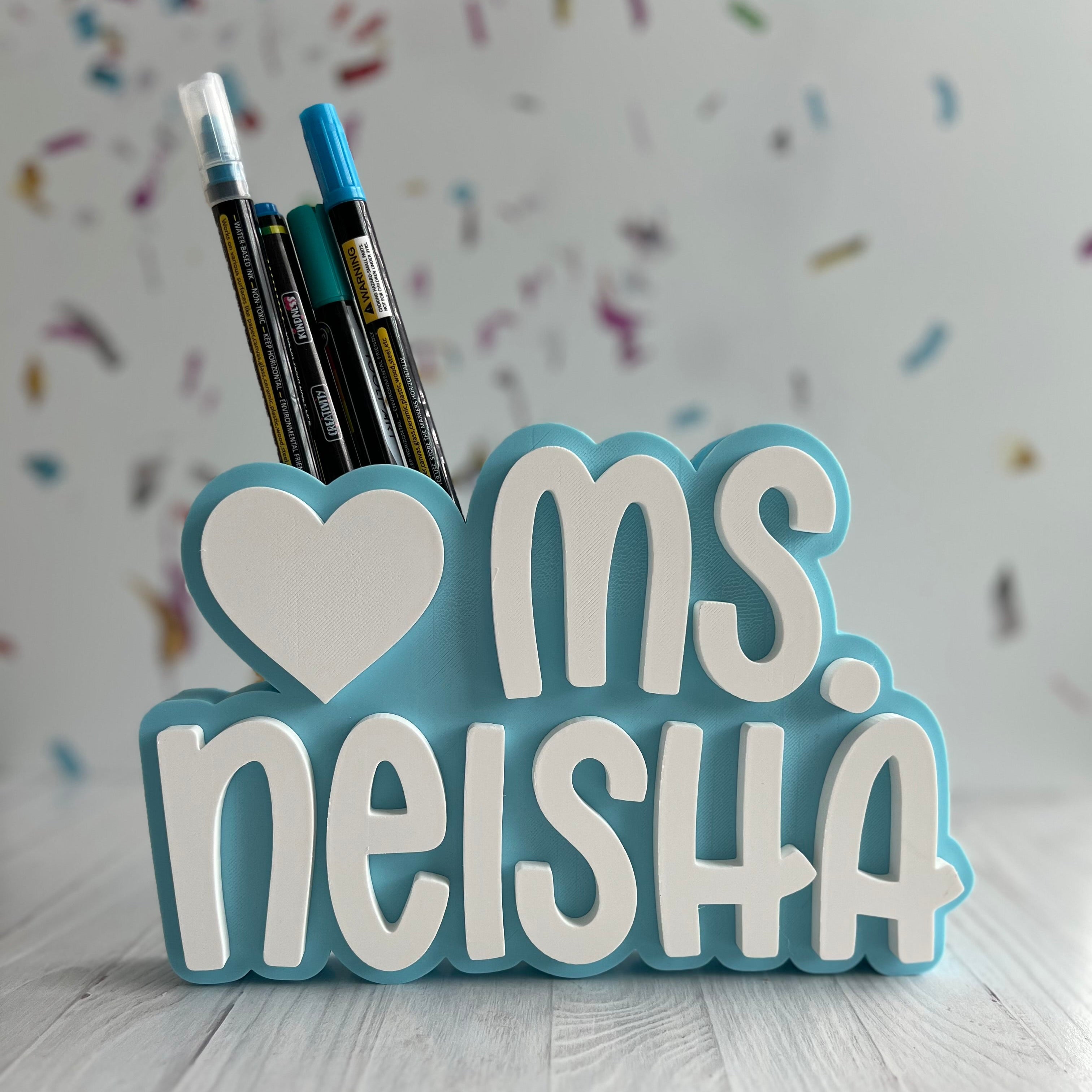 Personalized Teacher Pencil Holder Desk Organizer