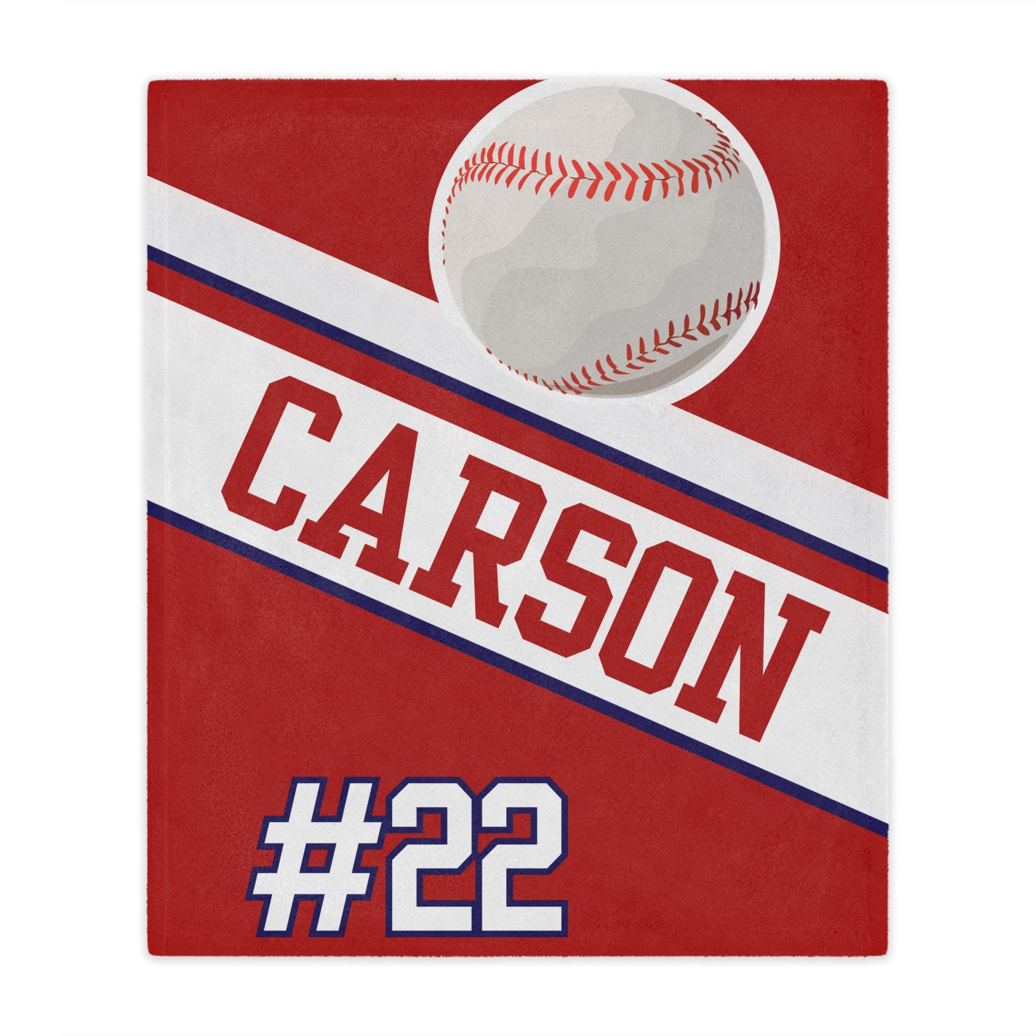 Baseball-themed product with 'CARSON' and '#22' on a red background
